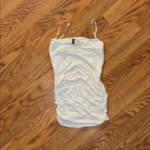 Divided White Ruched Camisole Top